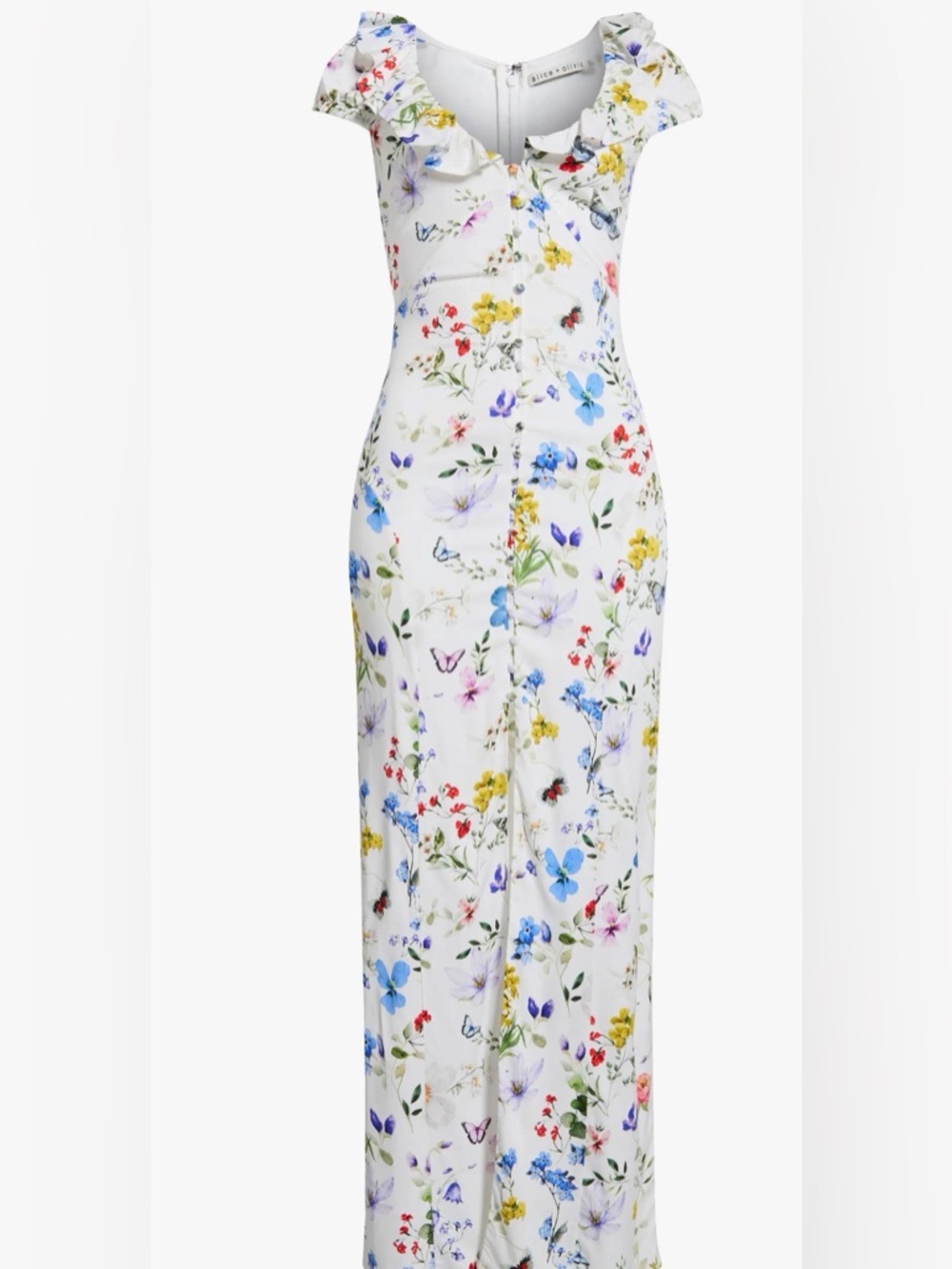 New Alice + Olivia  Floral Maxi Dress with Multicolor Blooms size 8 - Picture 9 of 9